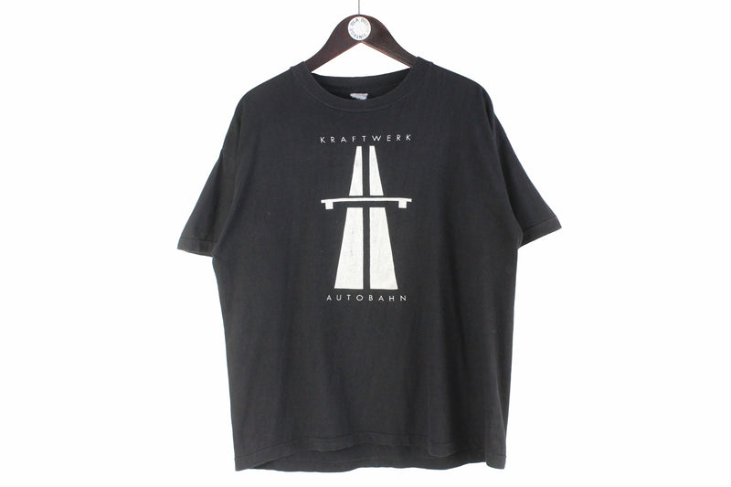 Vintage Kraftwerk Autobahn T-Shirt Medium black big logo music pop rock merch shirt 80s 