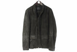 Vintage AllSaints Leather Jacket Medium brown heavy coat blazer suede style streetwear