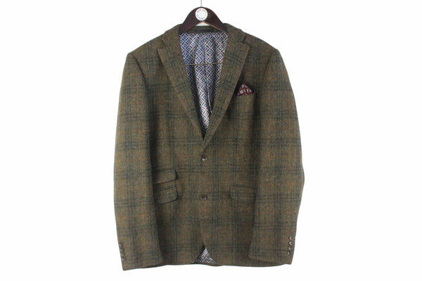 Vintage Harris Tweed Blazer Large / XLarge plaid pattern authentic heavy coat college university school teacher jacket casual 