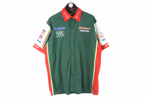 Vintage Eddie Stobart Honda Racing Team Shirt Large green big logo rally formula 1 retro 00s authentic t-shirt Moto GP Sport 