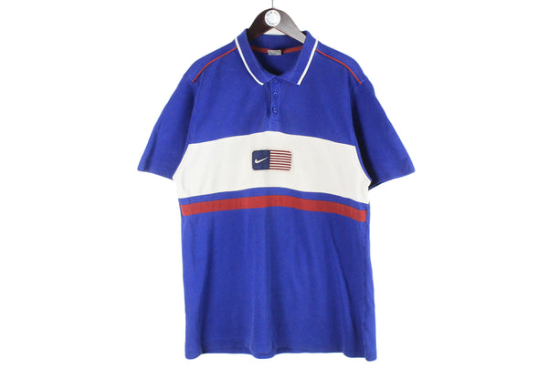 Vintage Nike T-Shirt XLarge blue USA big logo sport team American flag 90s hip hop style