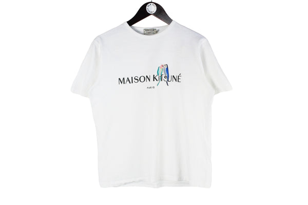 Maison Kitsune T-Shirt Women’s XLarge streetwear white parrots authentic minimalistic cotton shirt