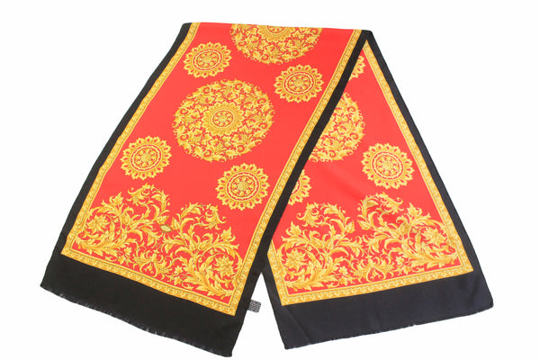 Vintage Versace Atelier Scarf luxury red gold 90s authentic silk scarf