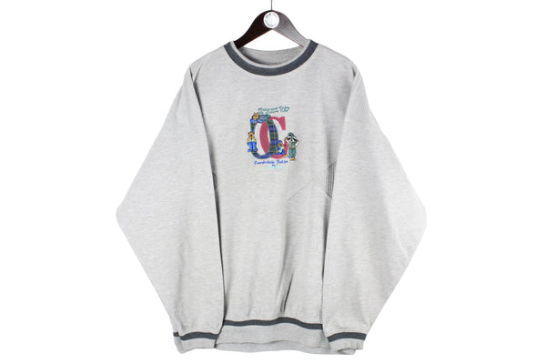 Vintage Carlo Colucci Sweatshirt XLarge gray big logo crewneck jumper classic long sleeve pullover embroidery big logo spellout