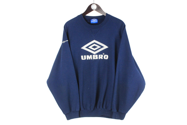 Vintage Umbro Sweatshirt Large navy blue 90s retro crewneck sport style big logo jumper UK classic 