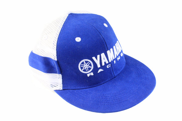 Vintage Yamaha Racing Cap white blue trucker hat 90s retro Moto GP Valentino Rossi moto sport hat