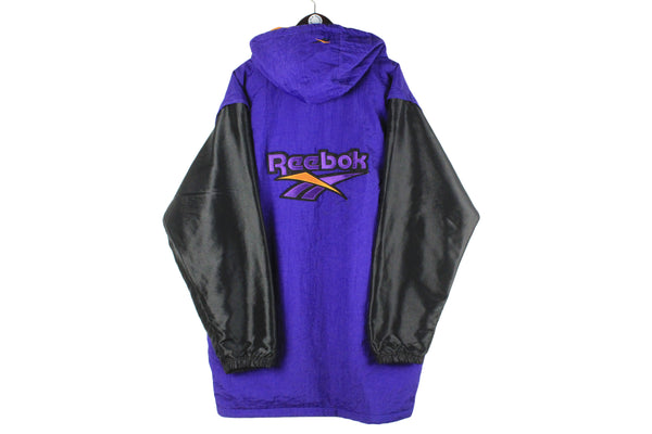 Vintage Reebok Jacket XLarge / XXLarge big logo hooded 90s retro sport style made in Taiwan true vintage windbreaker