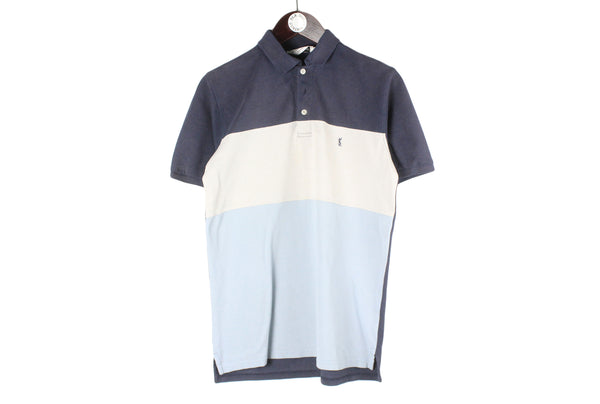 Vintage Yves Saint Laurent Polo T-Shirt Small blue white 90s retro short sleeve luxury brand YSL shirt