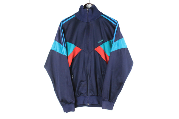 Vintage Adidas Track Jacket Large blue 90s retro sport style classic windbreaker rave party techno style