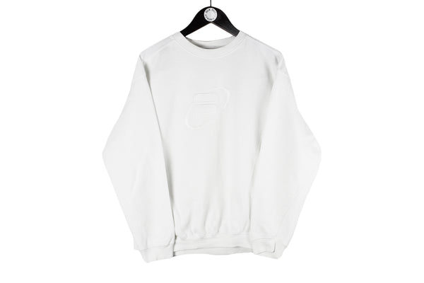 Vintage Fila Sweatshirt Small white big logo 90s retro crewneck sport style jumper white 