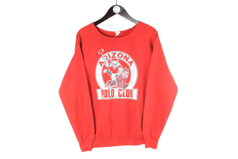Vintage Arizona Polo Club Sweatshirt Small red big logo 90s retro crewneck sport university college team 