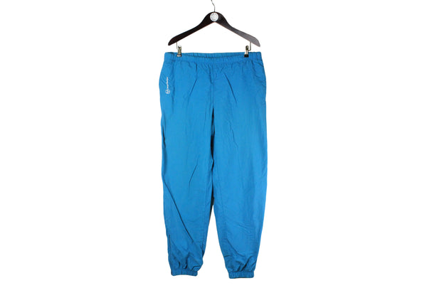 Vintage Sergio Tacchini Pants Large blue 90s retro sport style light wear  small logo 