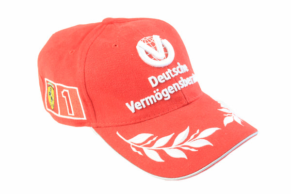 Vintage Ferrari Cap Deutsche Vermogensberatung red big logo Michael Schumacher Formula 1 F1 hat
