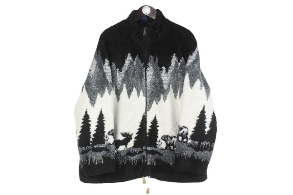 Vintage Animal Print Fleece Full Zip Medium