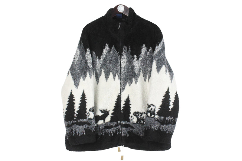 Vintage Animal Print Fleece Full Zip Medium