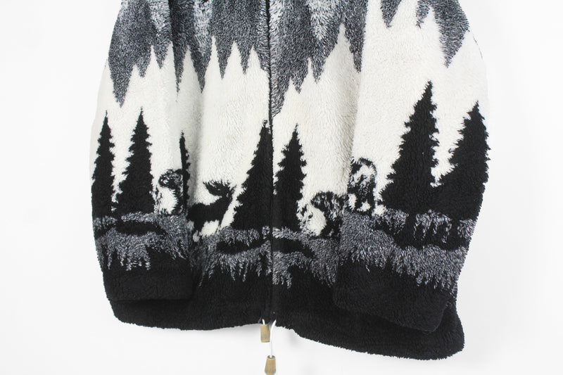 Vintage Animal Print Fleece Full Zip Medium
