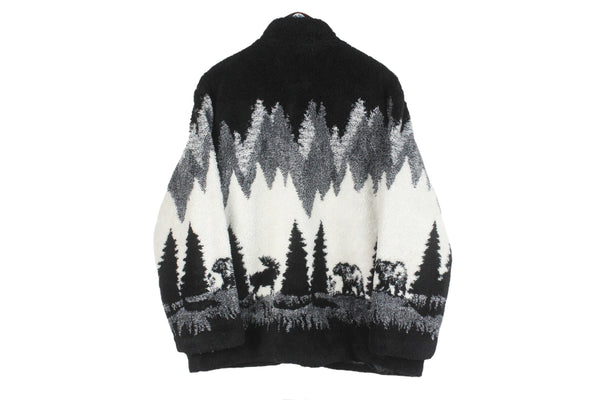 Vintage Animal Print Fleece Full Zip Medium