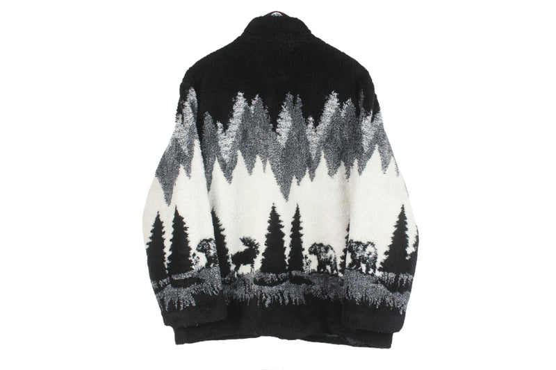 Vintage Animal Print Fleece Full Zip Medium