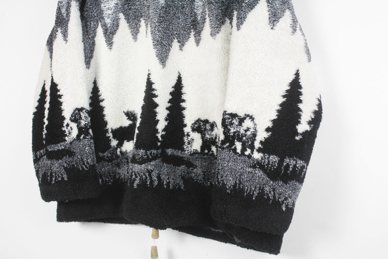 Vintage Animal Print Fleece Full Zip Medium