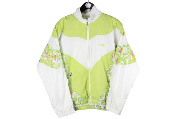 Vintage Ellesse Track Jacket Women’s XLarge / XXLarge white green 90s windbreaker abstract pattern sportswear
