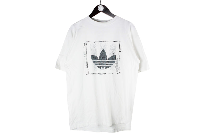 Vintage Adidas T-Shirt Large / XLarge white big logo 90s retro sport style cotton shirt