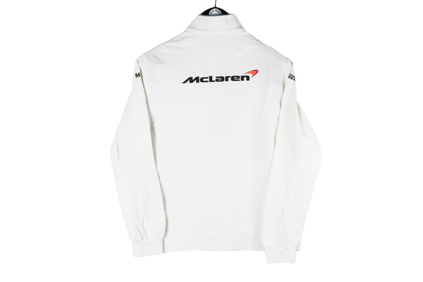 Vintage McLaren Formula 1 Team Sweatshirt Small white big logo F1 sport style Mercedes Pirelli jumper 00s 