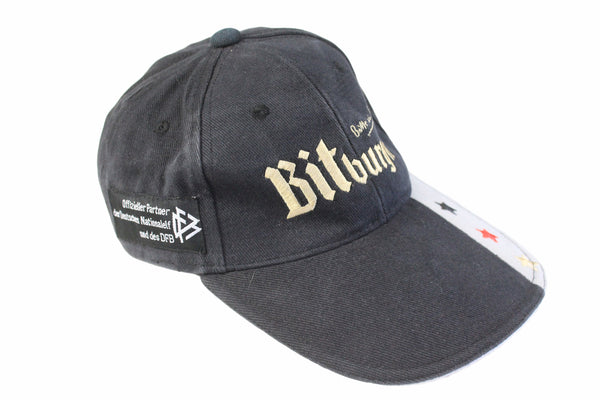 Vintage Bitburger Cap black white 90s retro big logo racing Formula 1 F1 hat football