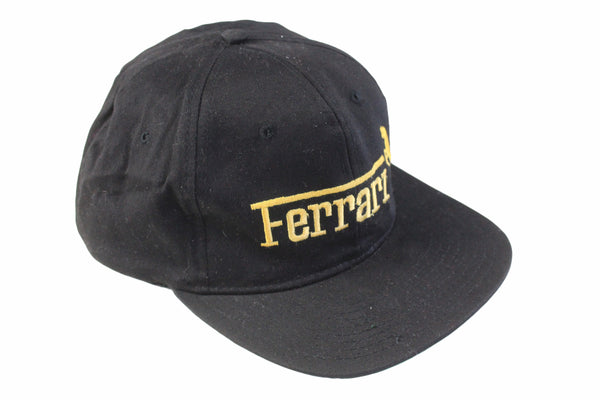 Vintage Ferrari Cap black big logo racing 90s retro sport style hat