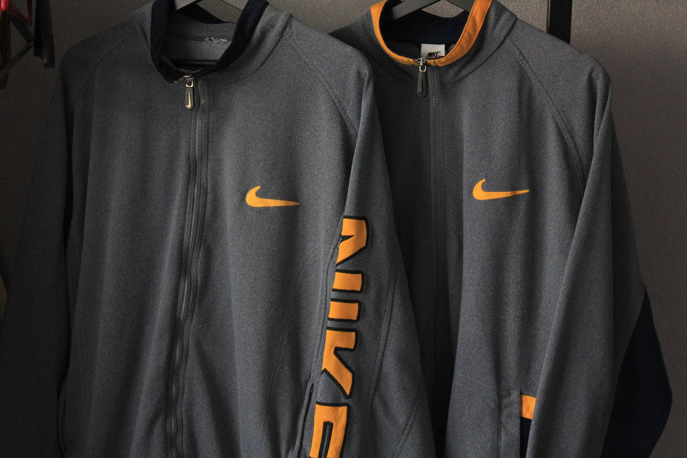 vintage 90's Nike gray yellow track jacket big logo
