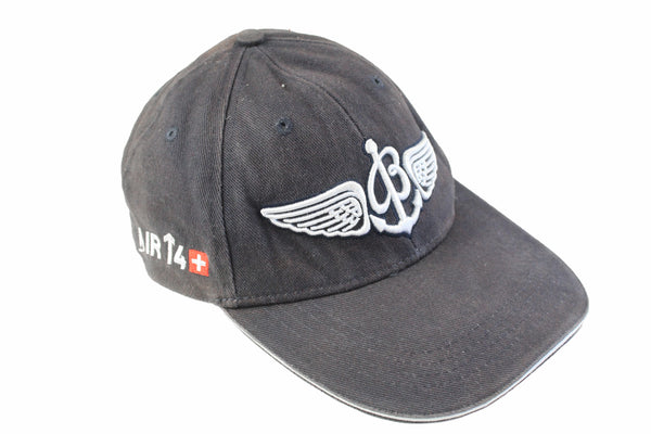 Vintage Breitling Cap black big logo 90s retro luxury watch hat