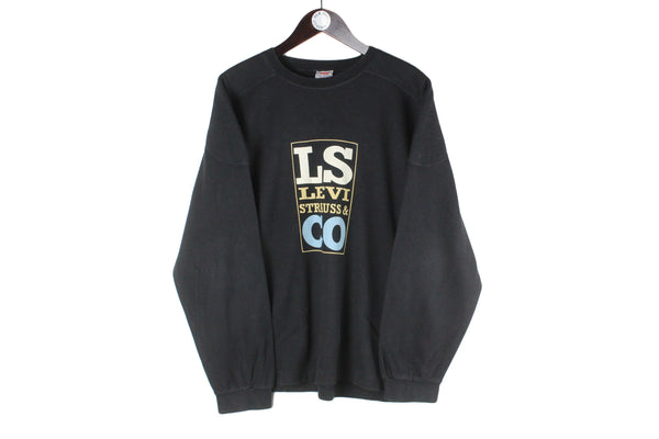 Vintage Levi’s Sweatshirt Large black big logo 90s retro crewneck sport style jumper USA brand
