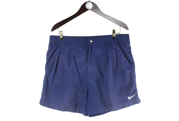 Vintage Nike Shorts Large / XLarge navy blue 90s retro sport style tennis small swoosh logo 