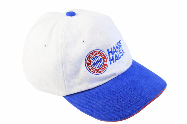 Vintage Bayern Munich Cap white blue authentic football style Munchen Hanse Hausa 90s hat