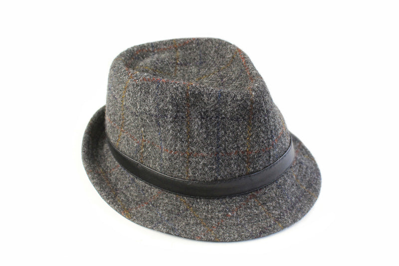 Vintage Harris Tweed Fedora Hat casual wool 90s authentic bucket panama hat