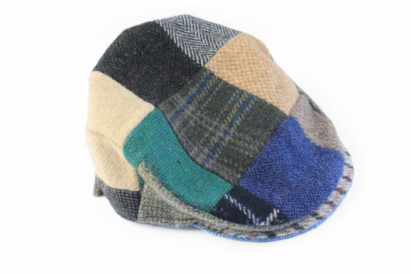 Vintage Tweed Hat Kids patch work 90s wool Ireland classic newsboy cap