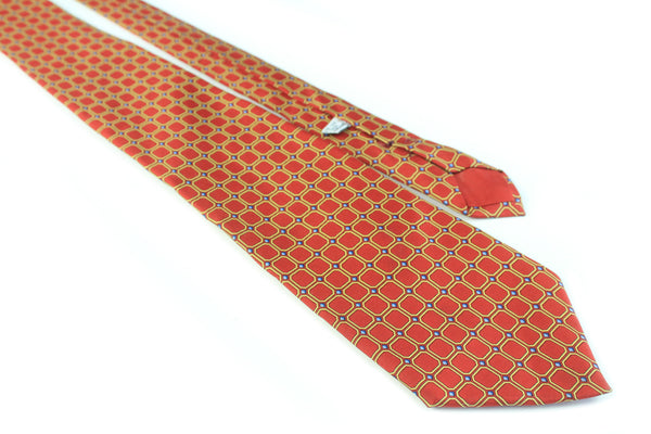 authentic silk neckwear vintage tie luxury brand 90s 00s Christian Dior red orange