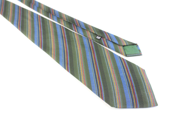 authentic silk neckwear vintage tie luxury brand 90s 00s Christian Dior green striped pattern