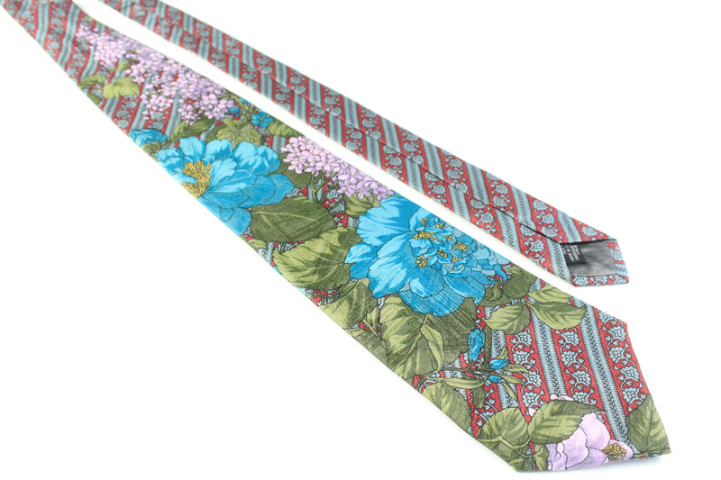 authentic silk neckwear vintage tie luxury brand 90s 00s Kenzo floral pattern 