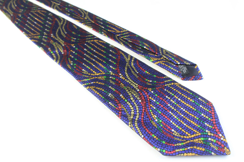 authentic silk neckwear vintage tie luxury brand 90s 00s Missoni multicolor abstract pattern