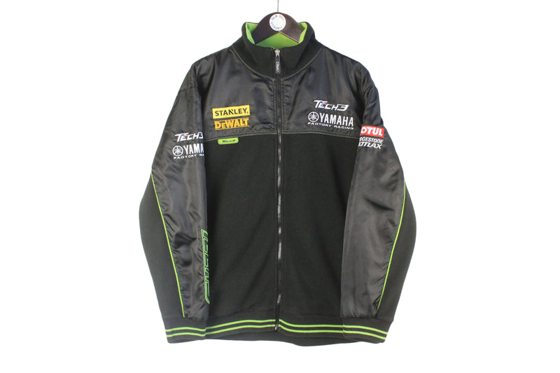 Vintage Yamaha Fleece Jacket Medium black heavy sweater authentic racing factory tech 3 moto GP 