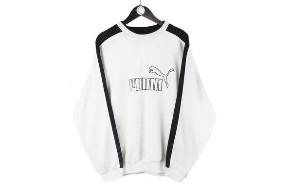 Vintage Puma Sweatshirt XLarge white big logo 90s retro crewneck sport style jumper
