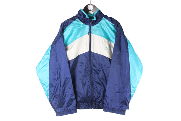 Vintage Puma Tracksuit Medium blue 90s retro sport suit classic jacket and pants windbreaker