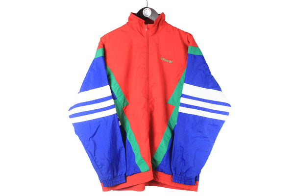 Vintage Adidas Track Jacket XLarge red blue multicolor 90s retro sport style windbreaker classic sportswear