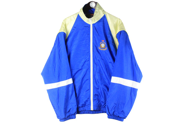 Vintage Emporio Armani Track Jacket XLarge blue full zip luxury 90s retro sport style windbreaker