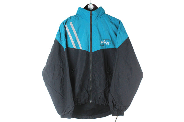 Vintage Asics Jacket Medium blue 90s retro windbreaker sport style running wear jacket