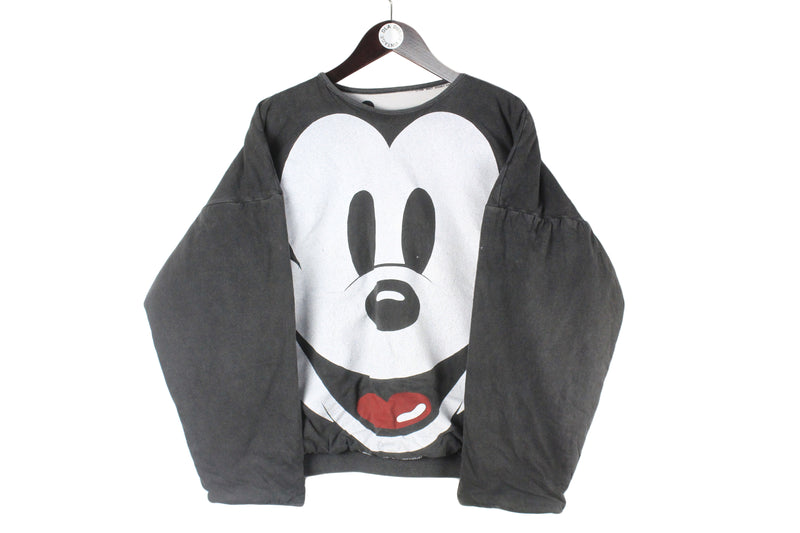 Vintage Mickey Mouse 1987 Reversible Sweatshirt Small oversized jumper Disney 90s black white crewneck sport style