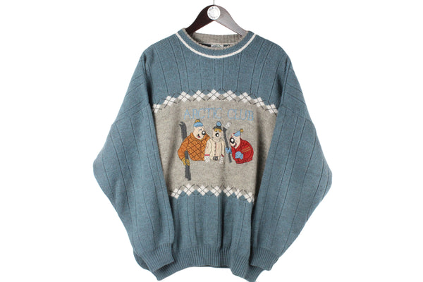 Vintage Arctic Club Sweater XLarge blue 90s retro pullover sport style jumper crewneck 