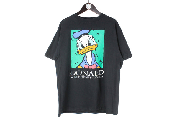 Vintage Disney Donald Duck T-Shirt XLarge black made in USA 90s retro cartoon shirt 