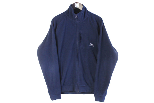 Vintage Kappa Fleece Full Zip Large navy blue 90s retro sport sweater