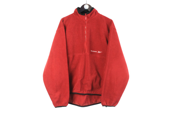Vintage Reebok Fleece XLarge red half zip 90s small logo retro sport style sweater